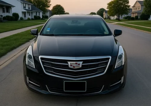 Front View of Luxury Black Cadillac XTS 